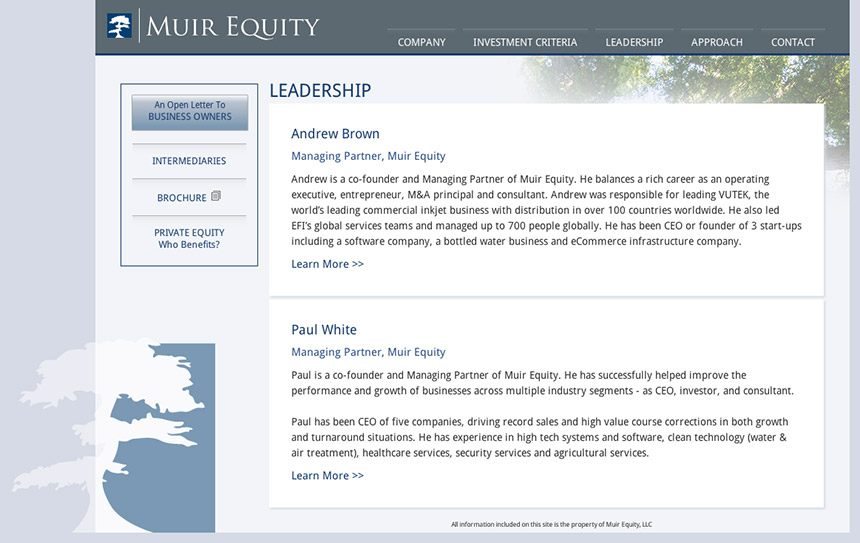 Muir Equity's website